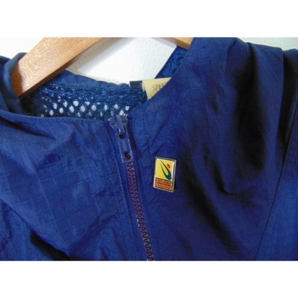 VTG 90s Speedo L Windbreaker Jacket Blue Pullover - Picture 3 of 6